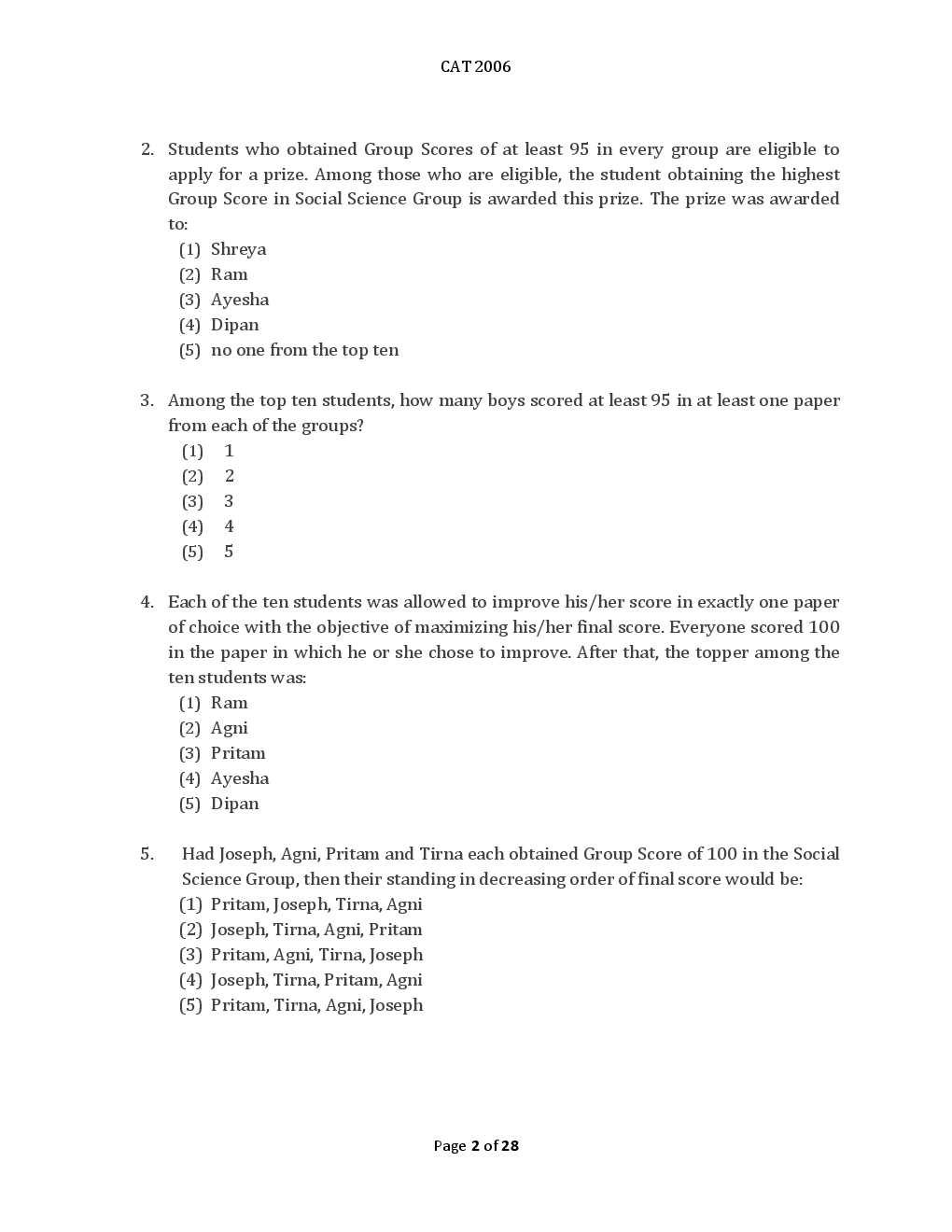 CAT Previous Year Solved Question Papers  2006 - Page 3