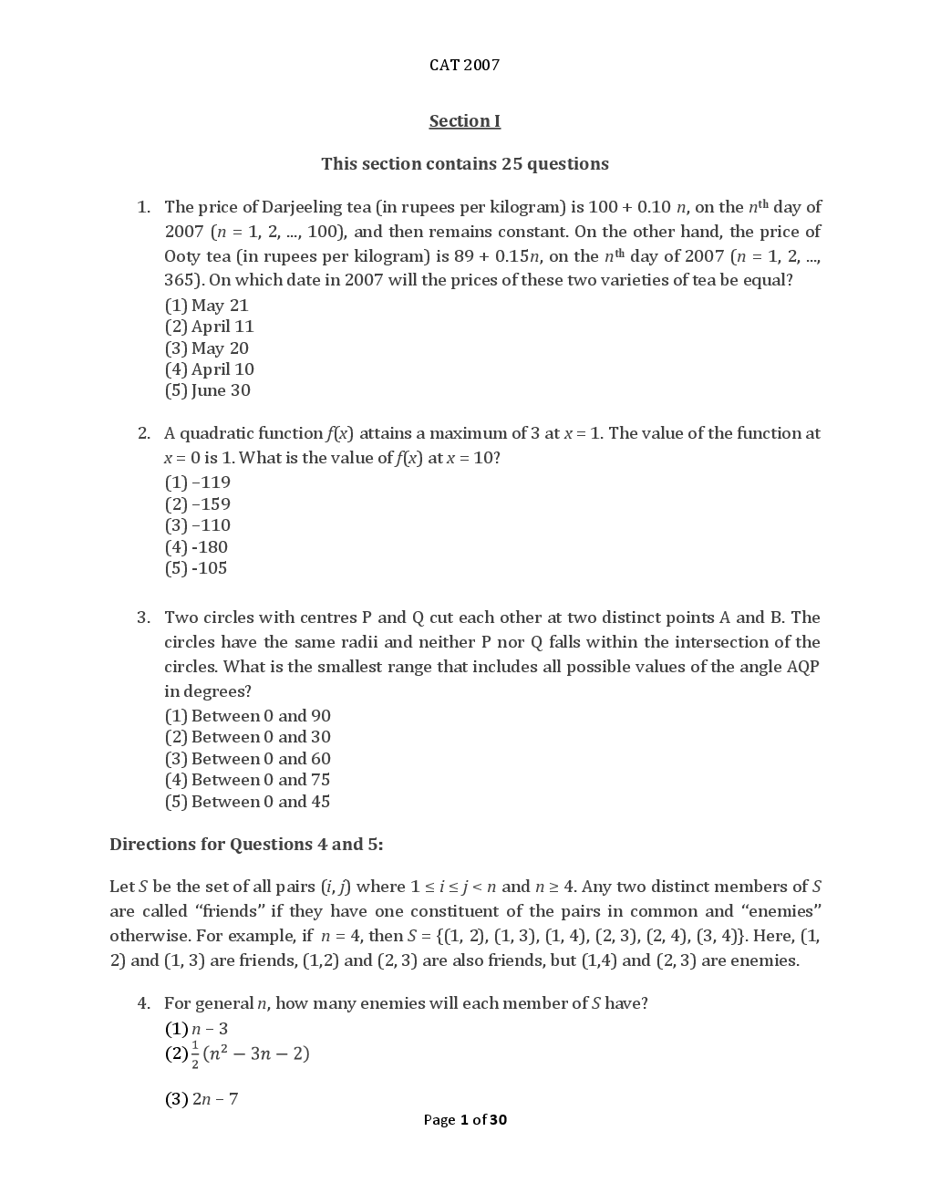 CAT Previous Year Solved Question Papers  2007 - Page 2