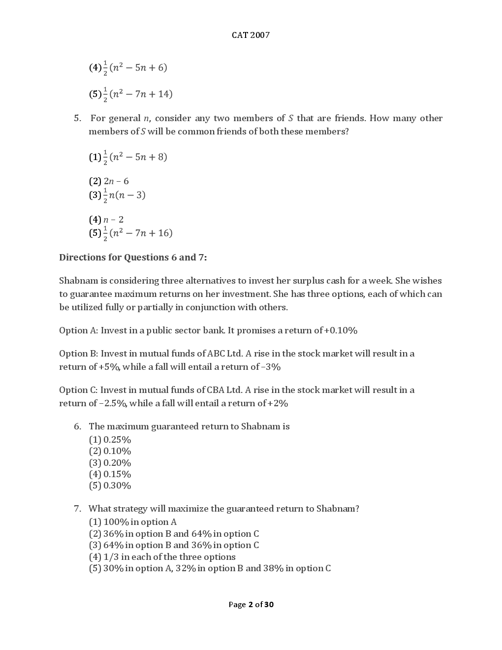 CAT Previous Year Solved Question Papers  2007 - Page 3