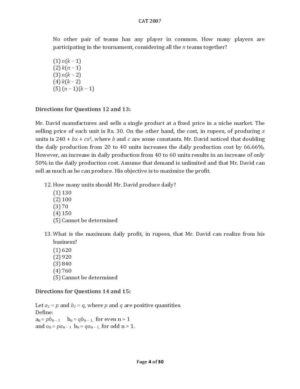 CAT Previous Year Solved Question Papers  2007 - Page 5