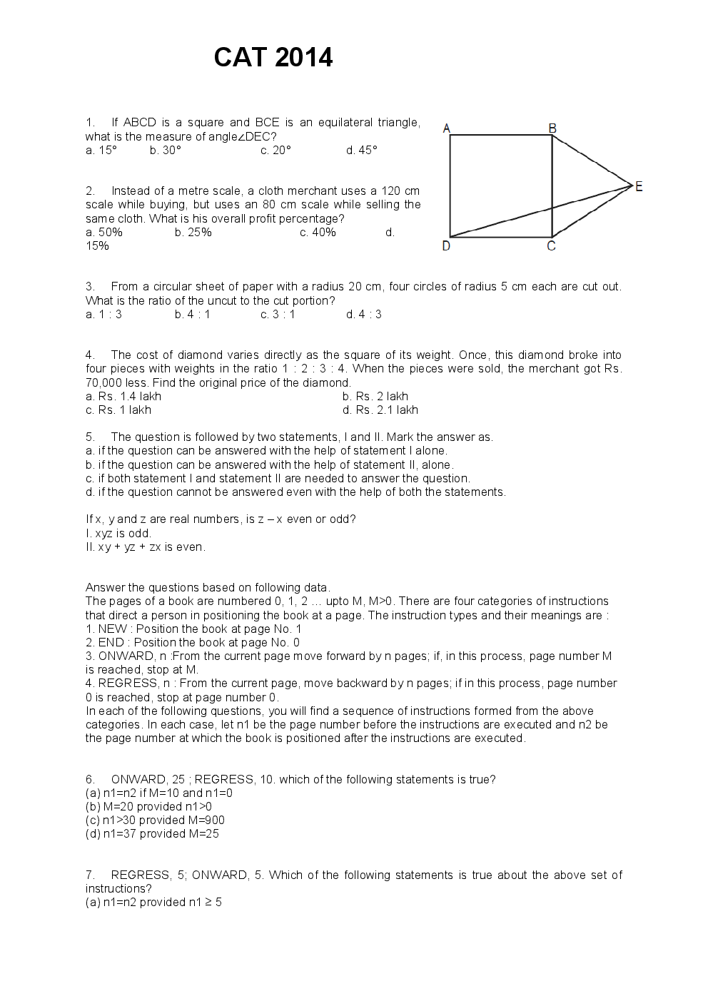 CAT Previous Year Solved Question Papers  2014 - Page 2