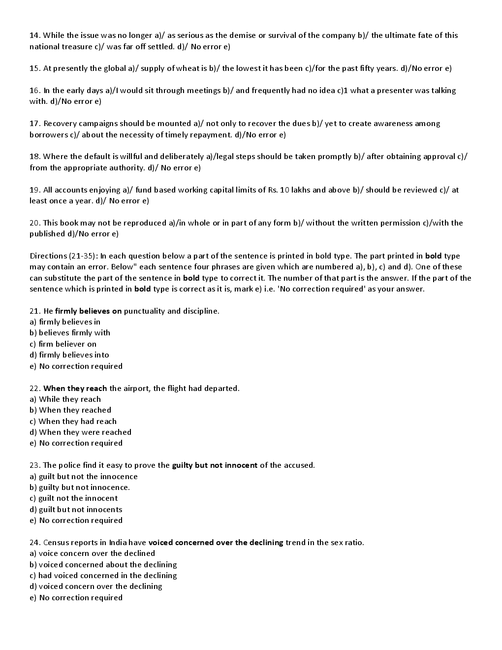 BANK PO Sample Question Papers For IDBI Bank - Page 4