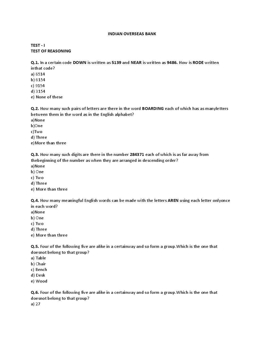 BANK PO Sample Question Papers For Indian Overseas Bank - Page 2