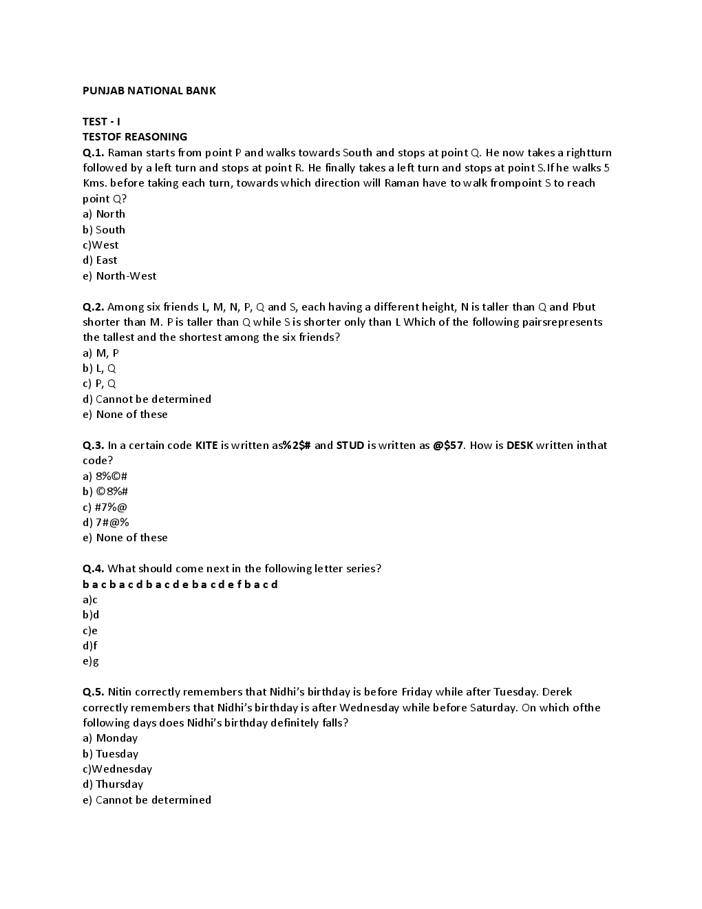 BANK PO Sample Question Papers For Punjab National Bank - Page 2