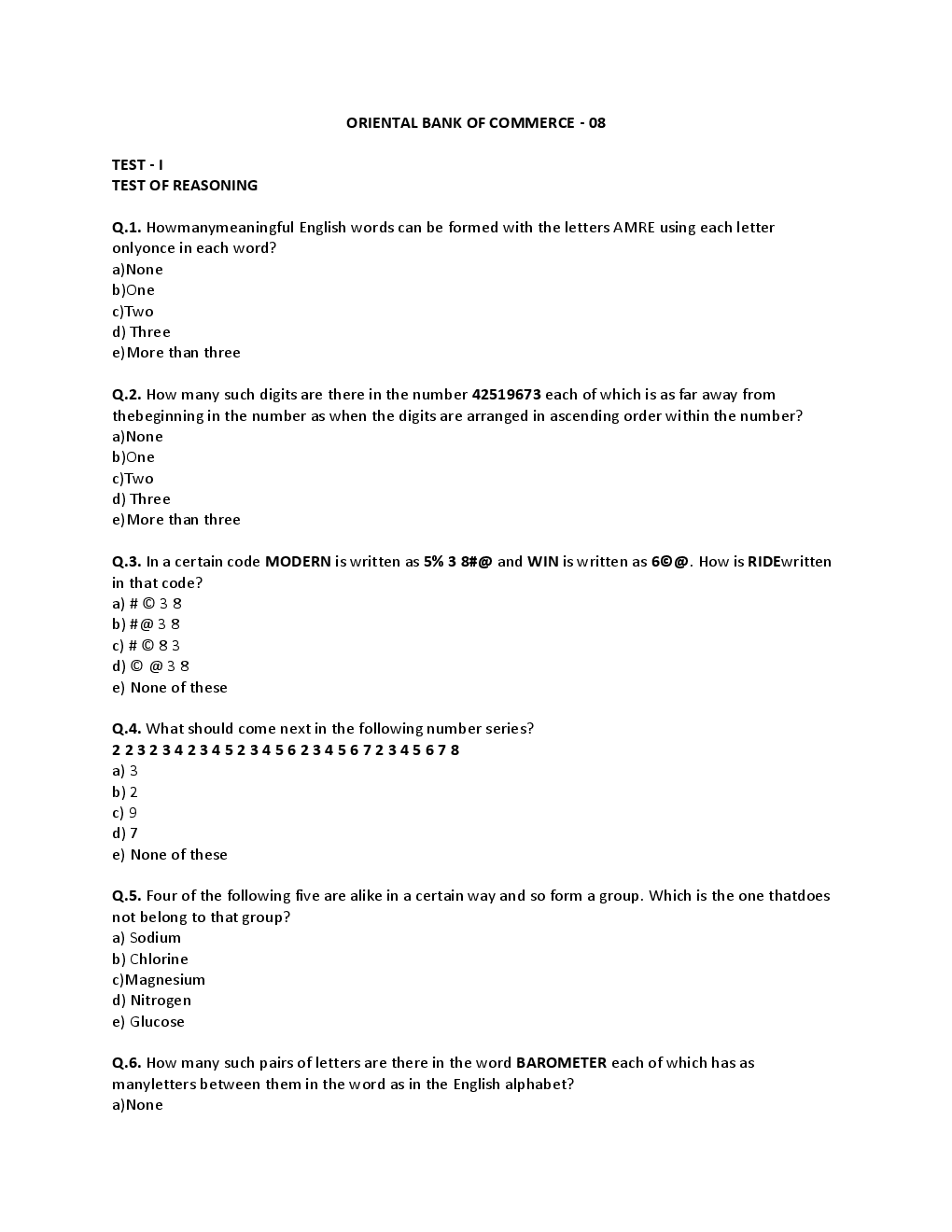 BANK PO Sample Question Papers For Oriental Bank - Page 2