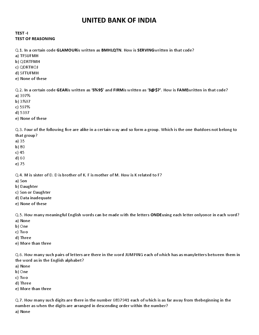 BANK PO Sample Question Papers For Union Bank - Page 2