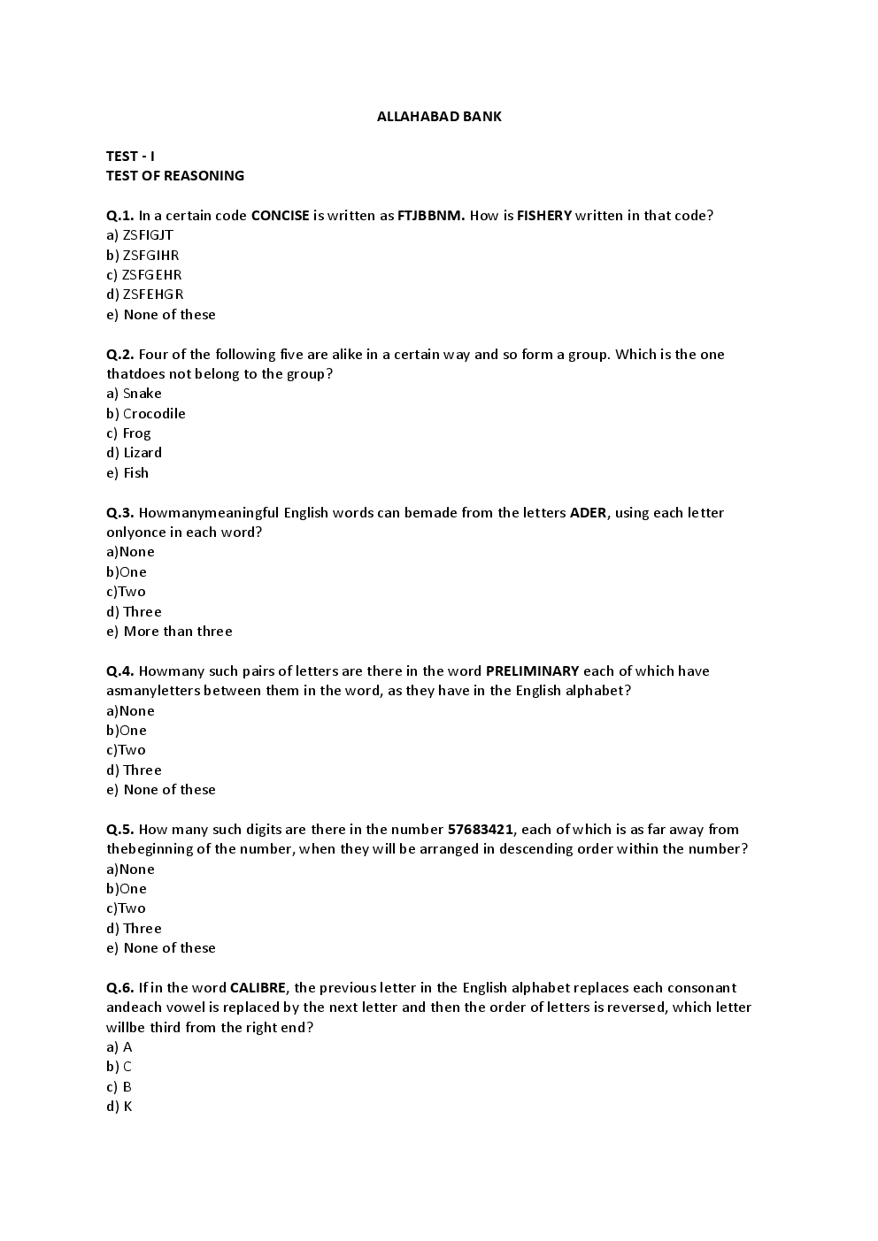 BANK PO Sample Question Papers For Allahabad Bank - Page 2