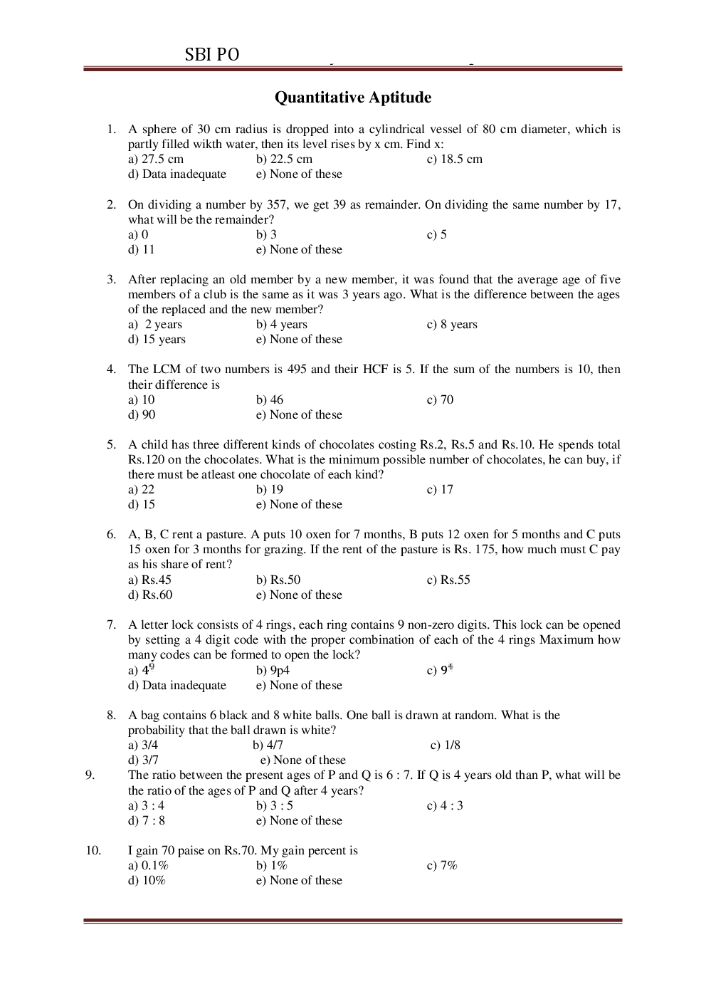 BANK PO Sample Question Papers For State Bank - Page 2