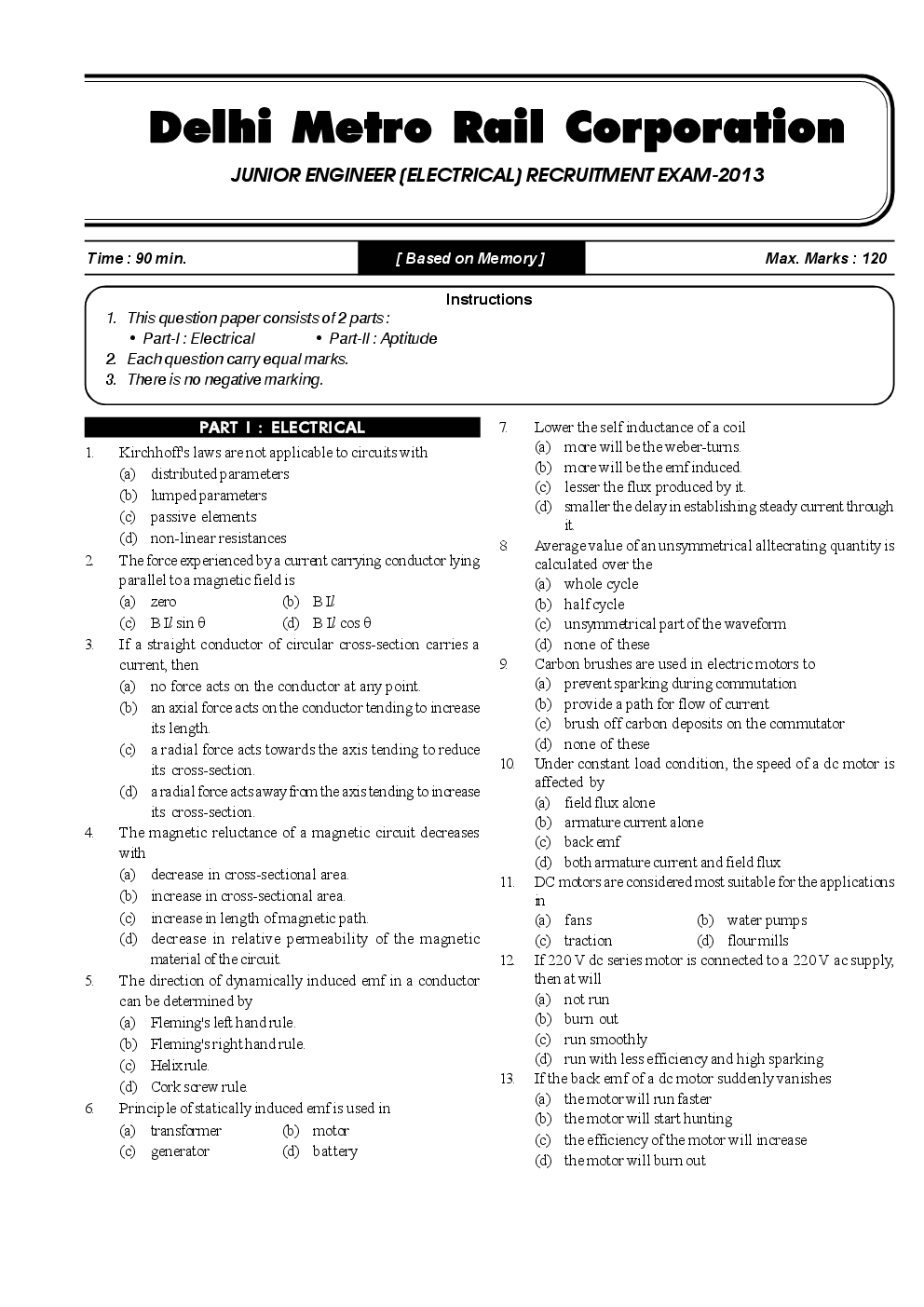 DMRC Exam For Jr. Enginer Electrical - Page 5