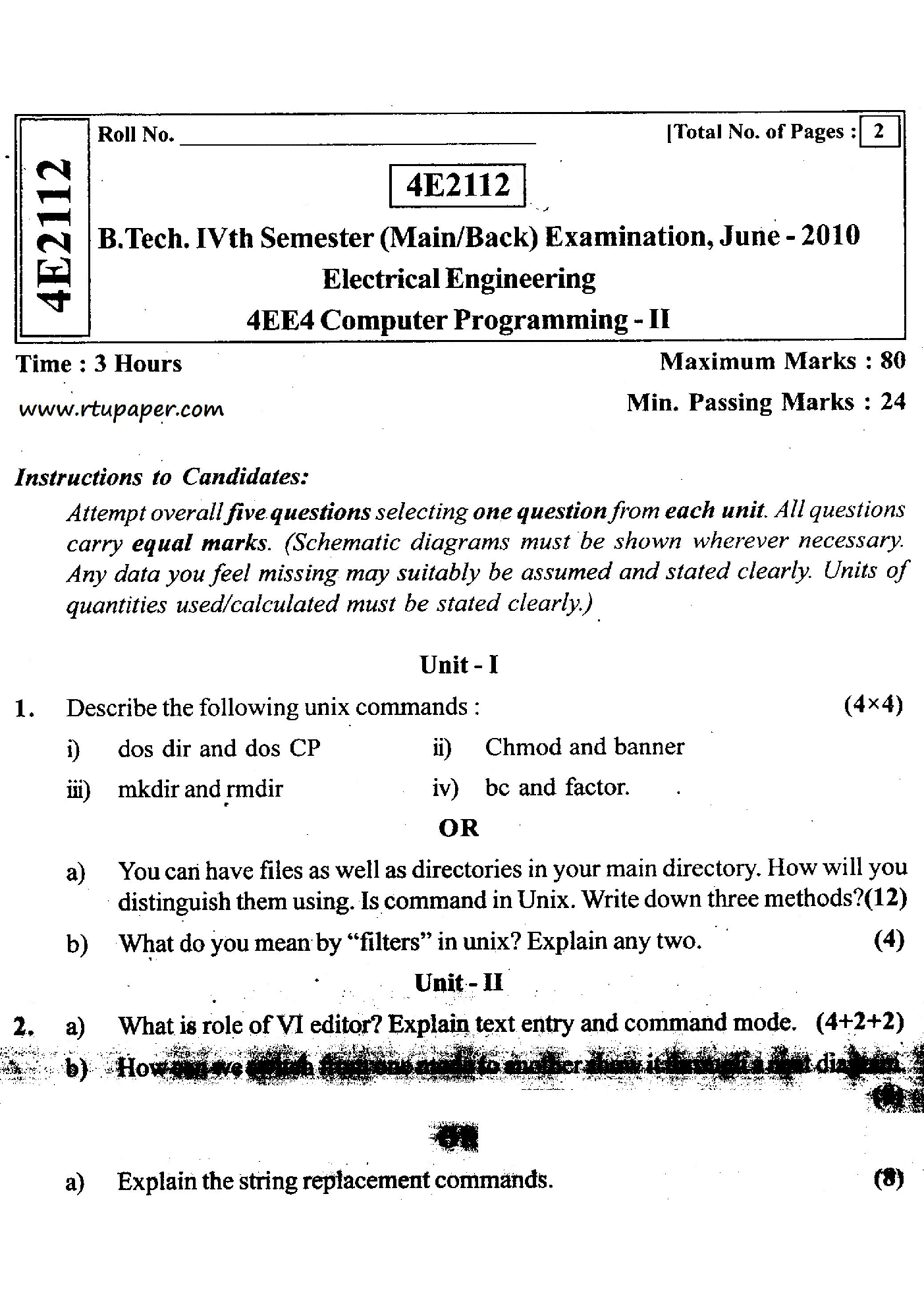 RTU  QUESTION PAPERS 2ND YEAR ELECTRICAL ENGINEERING (2009-10) - Page 5