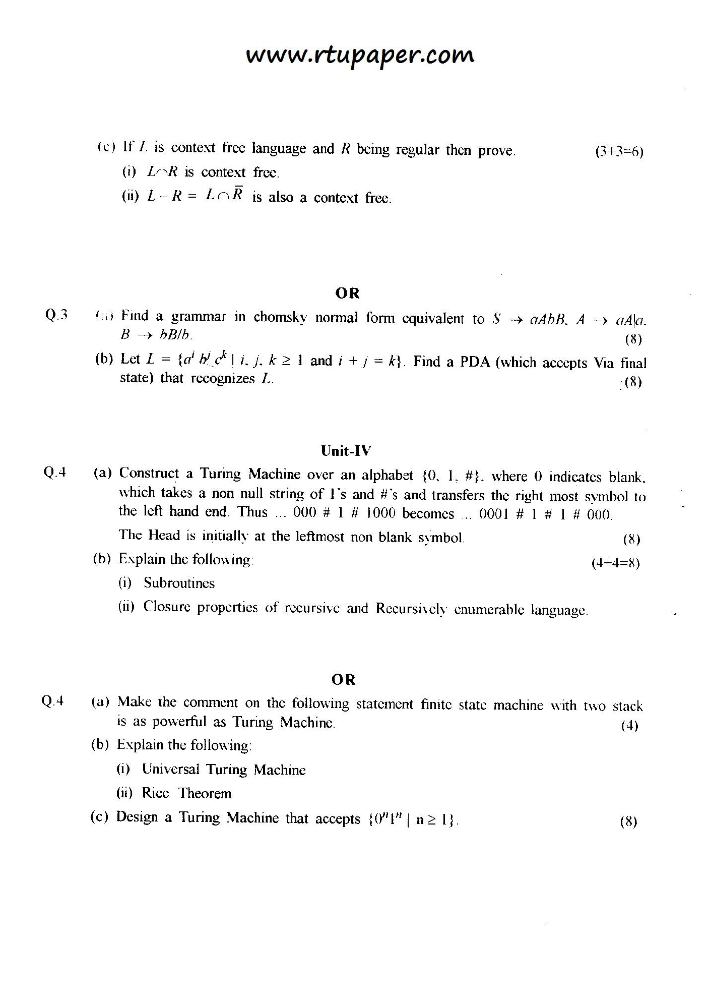 RTU QUESTION PAPERS 3RD YEAR COMPUTER SCIENCE (2009-2014) - Page 5
