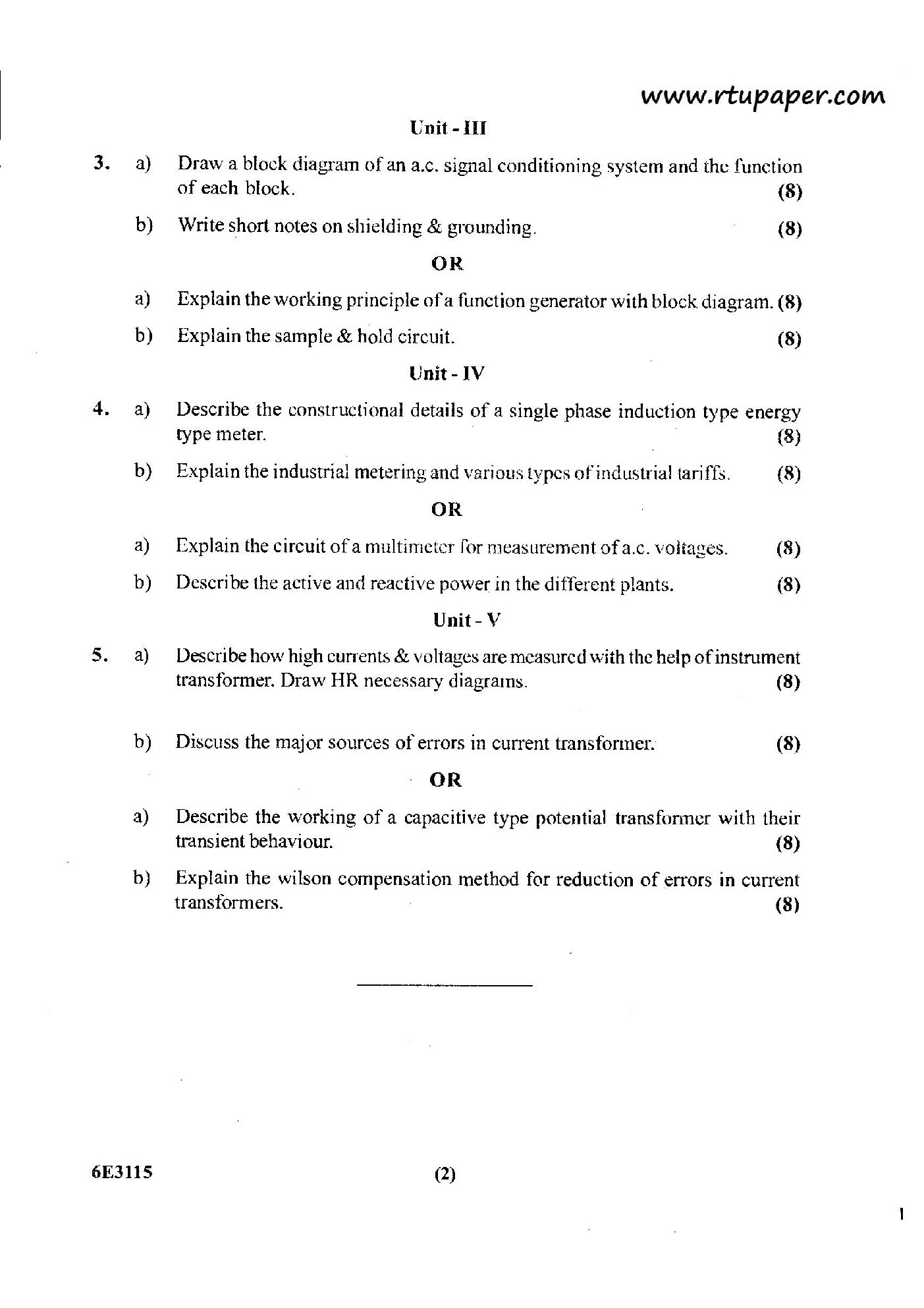 RTU QUESTION PAPERS 3RD YEAR ELECTRICAL ENGINEERING (2009-14)	 - Page 4