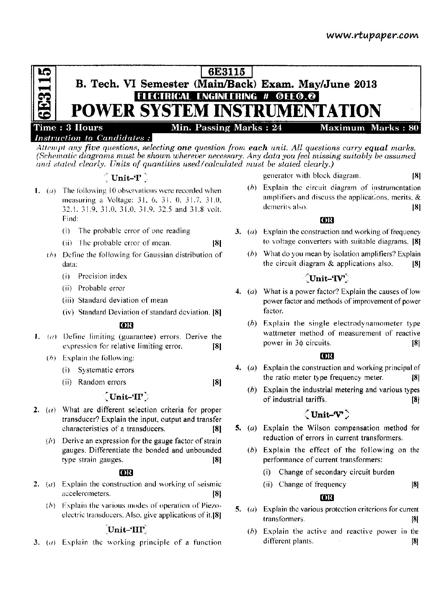 RTU QUESTION PAPERS 3RD YEAR ELECTRICAL ENGINEERING (2009-14)	 - Page 5