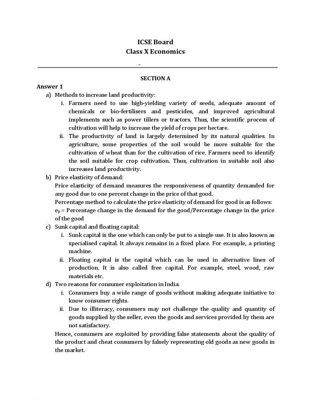 ICSE Previous Year Solved Question Papers For Class 10 Economics 2014-2015 - Page 4