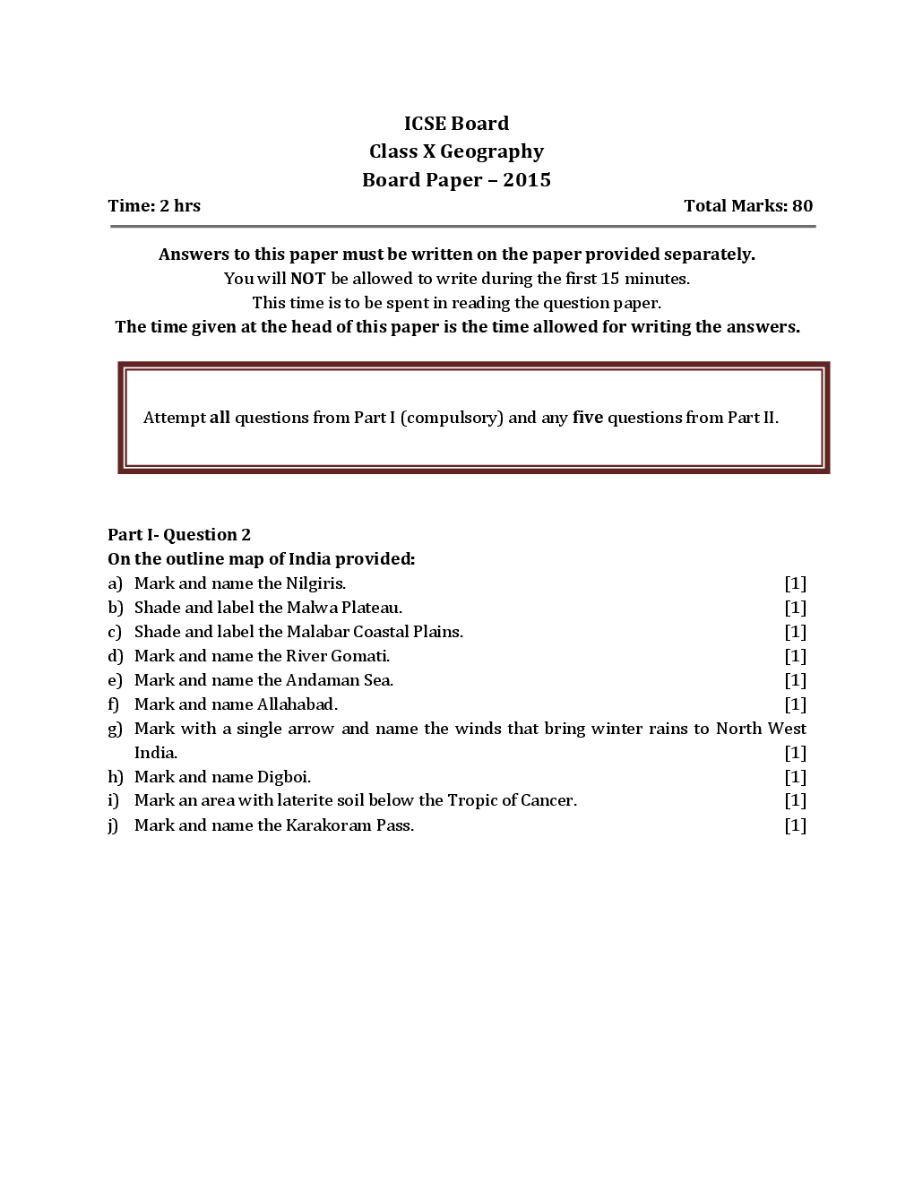 ICSE Previous Year Solved Question Papers For Class 10 Geography 2013-2015 - Page 2