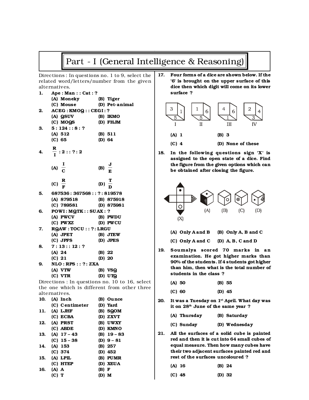 SSC CGL Mock Test Practice Set 17 (With Answer) Tier I - Page 3