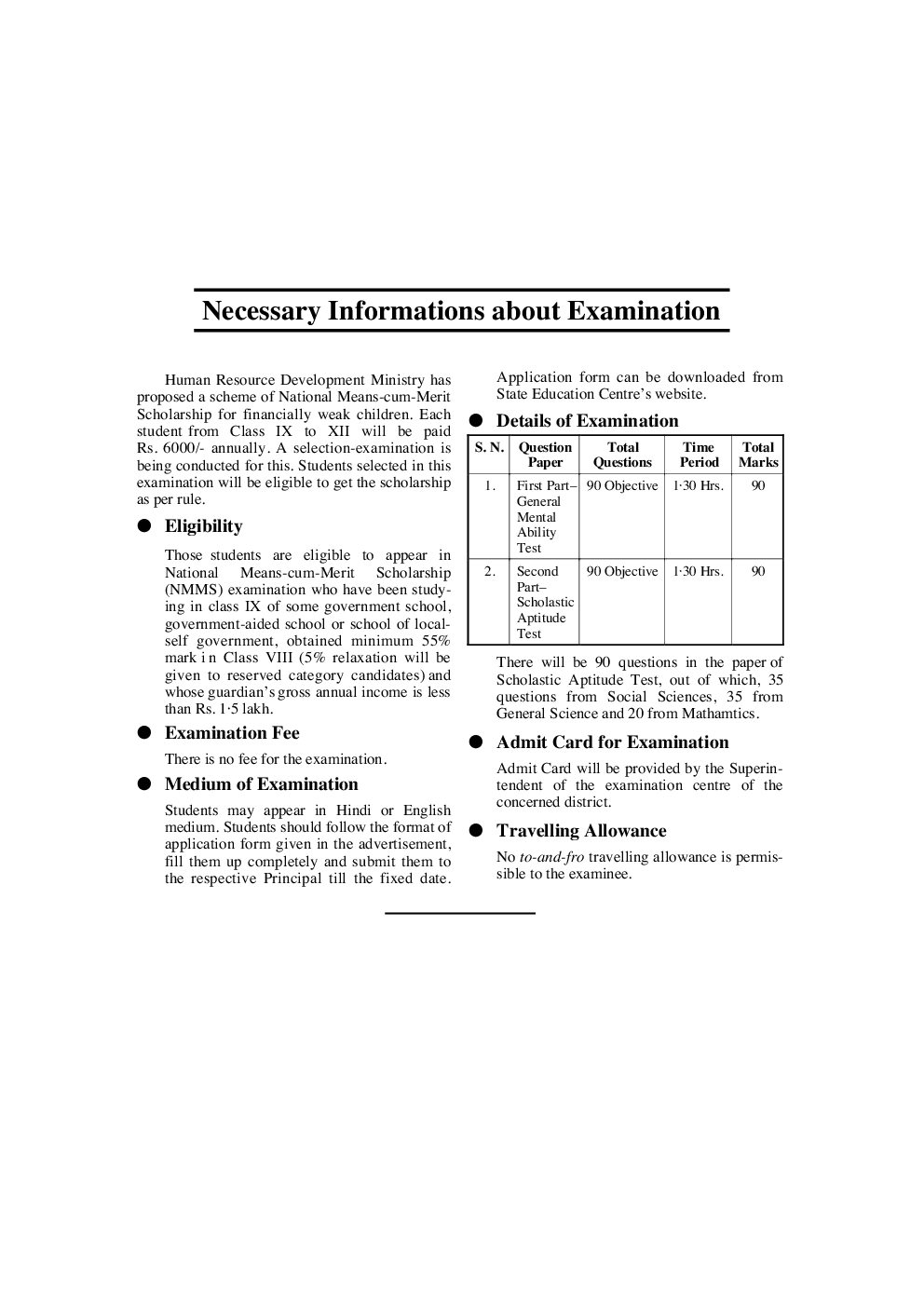 State Level National Means-cum-Merit Scholarship Exam. (For Students Studying in IX Class) - Page 5