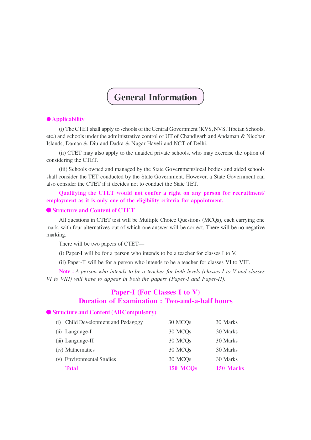Central Teacher Eligibility Test Primary Stage (Paper-I) (For Class I-V) - Page 5