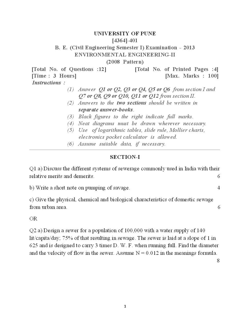PUNE UNIVERSITY QUESTION PAPERS 4th Year Civil Engineering (2009-2014) - Page 2