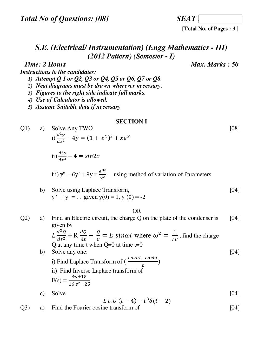 PUNE UNIVERSITY QUESTION PAPERS 2nd Year Electrical Engineering (2009-2014) - Page 5