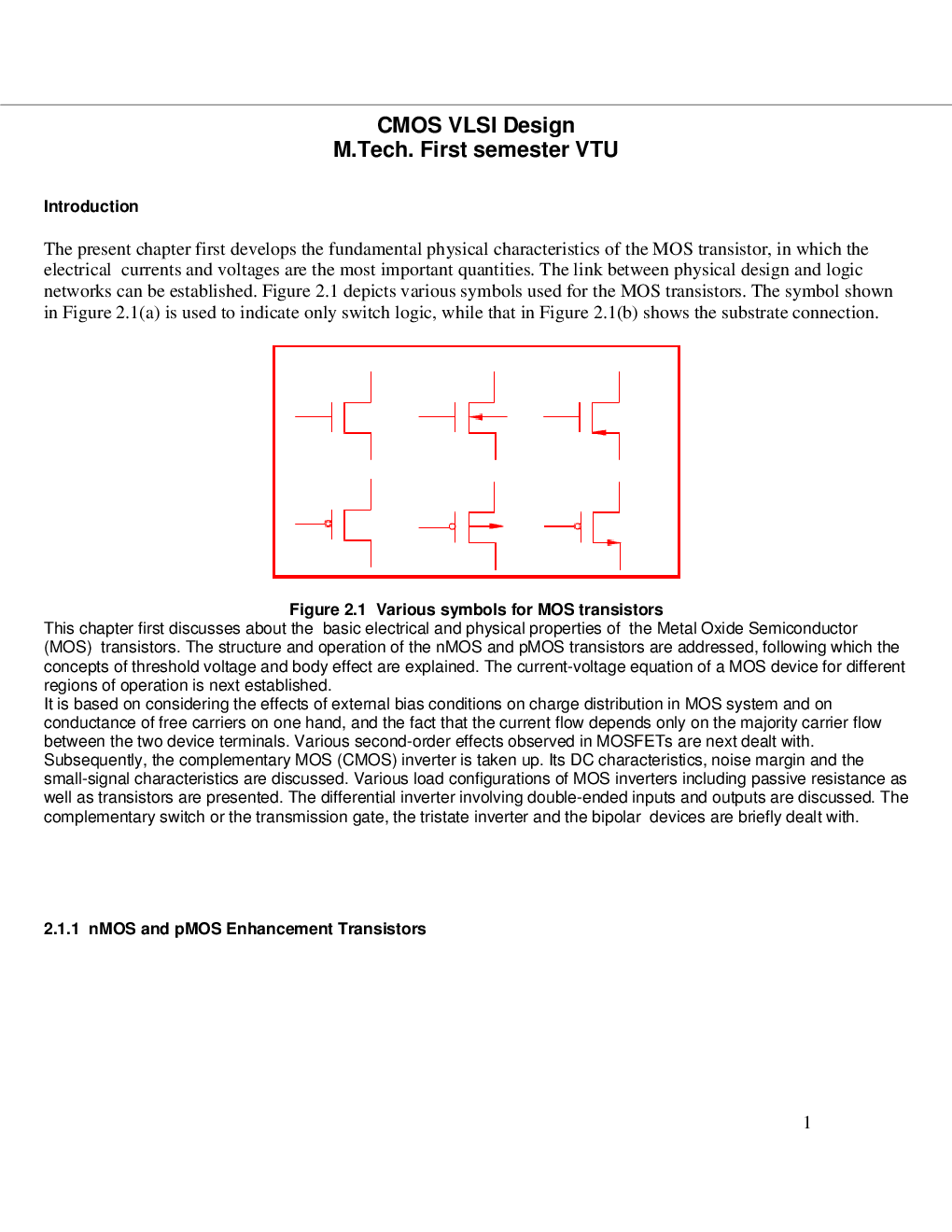 VTU eNotes On CMOS VLSI Design (Electronics and Communication) - Page 2