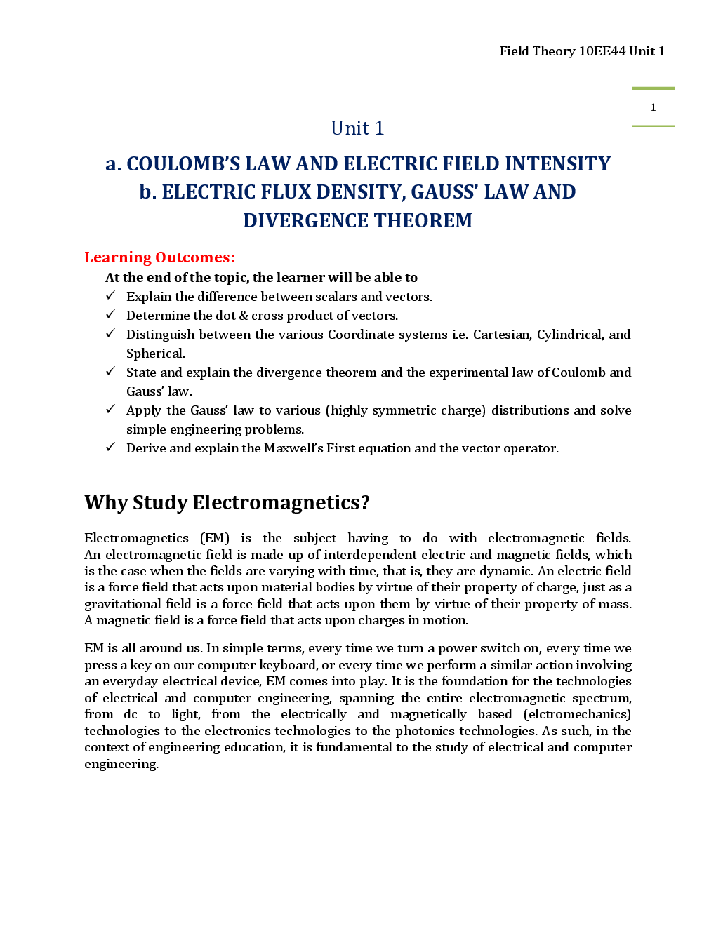 VTU eNotes On Field Theory (Electrical And Electronics Engineering) - Page 2