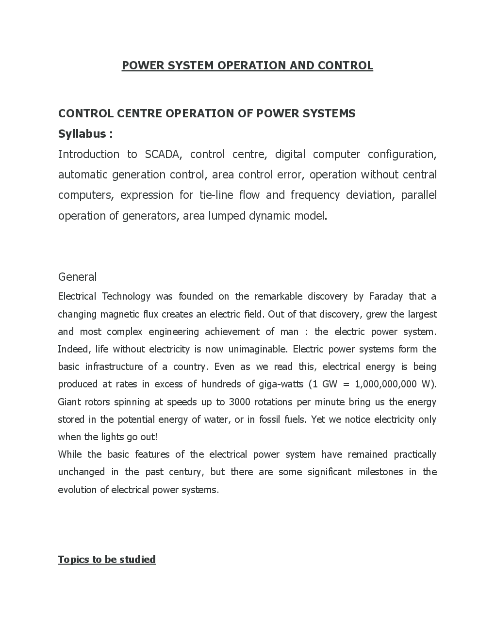 VTU eNotes On Power System Operation and Control (Electrical And Electronics Engineering) - Page 2