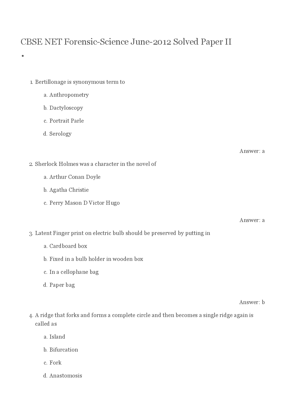 CBSE UGC NET Previous Year 2012-14 Solved Question Papers Forensic Science Paper-II (June-Dec) - Page 2