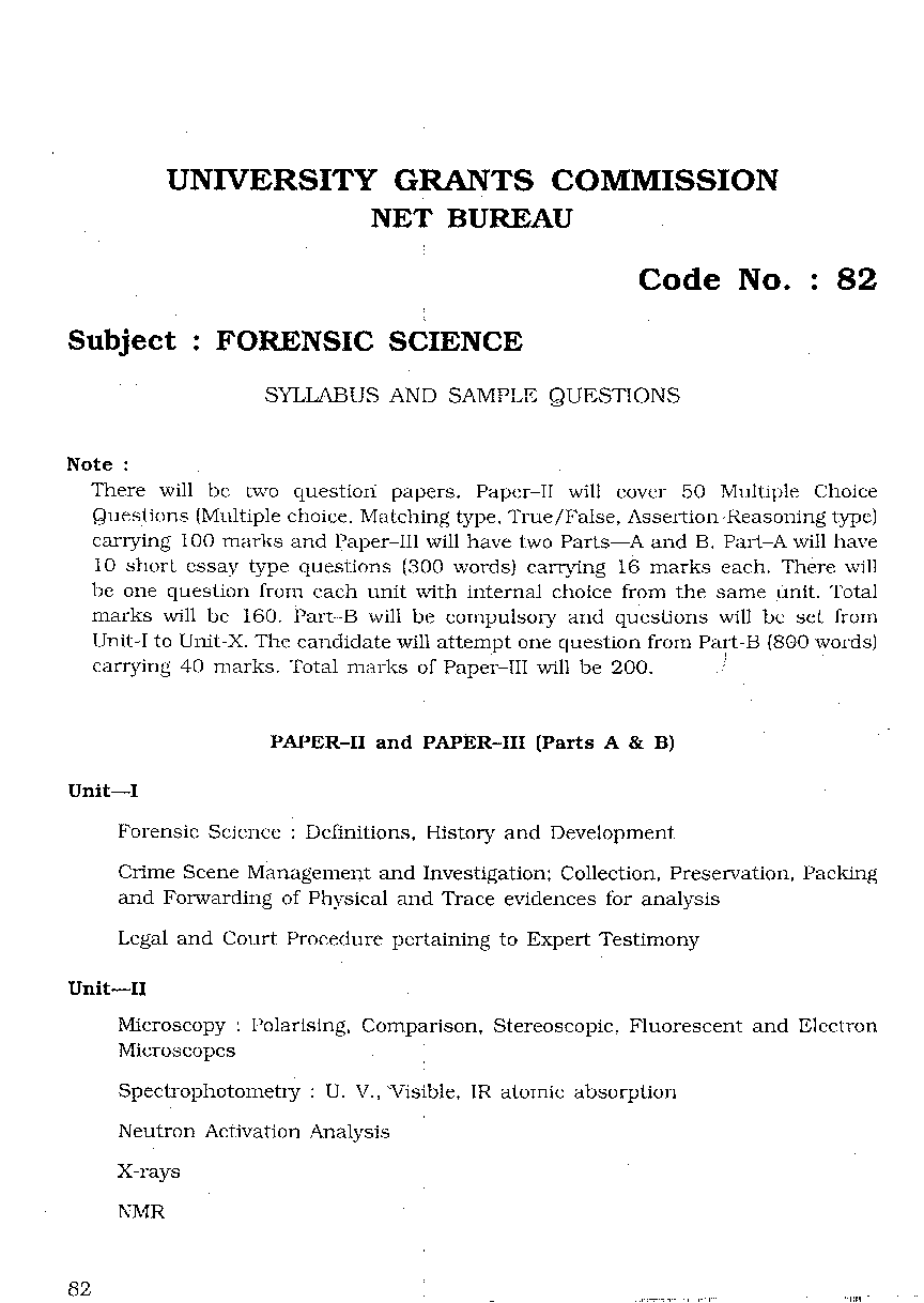 CBSE UGC NET Forensic Science Syllabus 2016 - Page 2