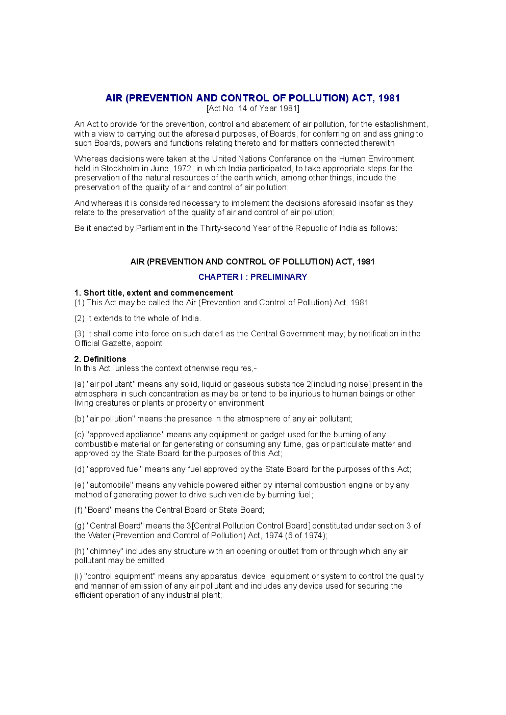 Air (Prevention And Control Of Pollution) Act 1981 - Page 2