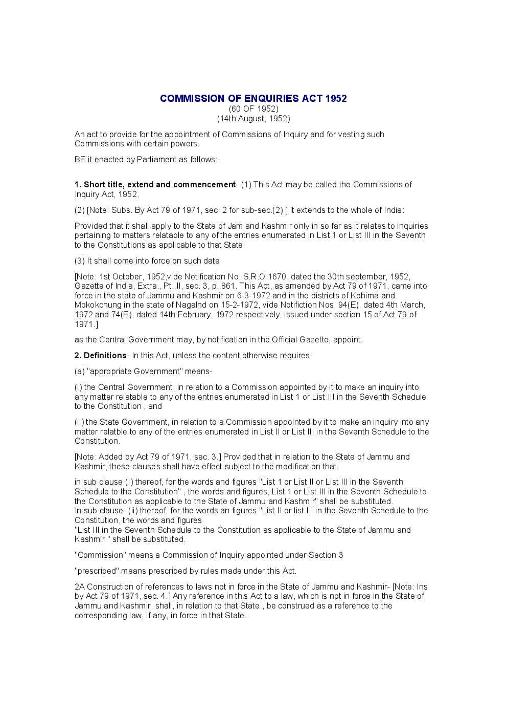 Commission Of Enquiries Act 1952 - Page 2