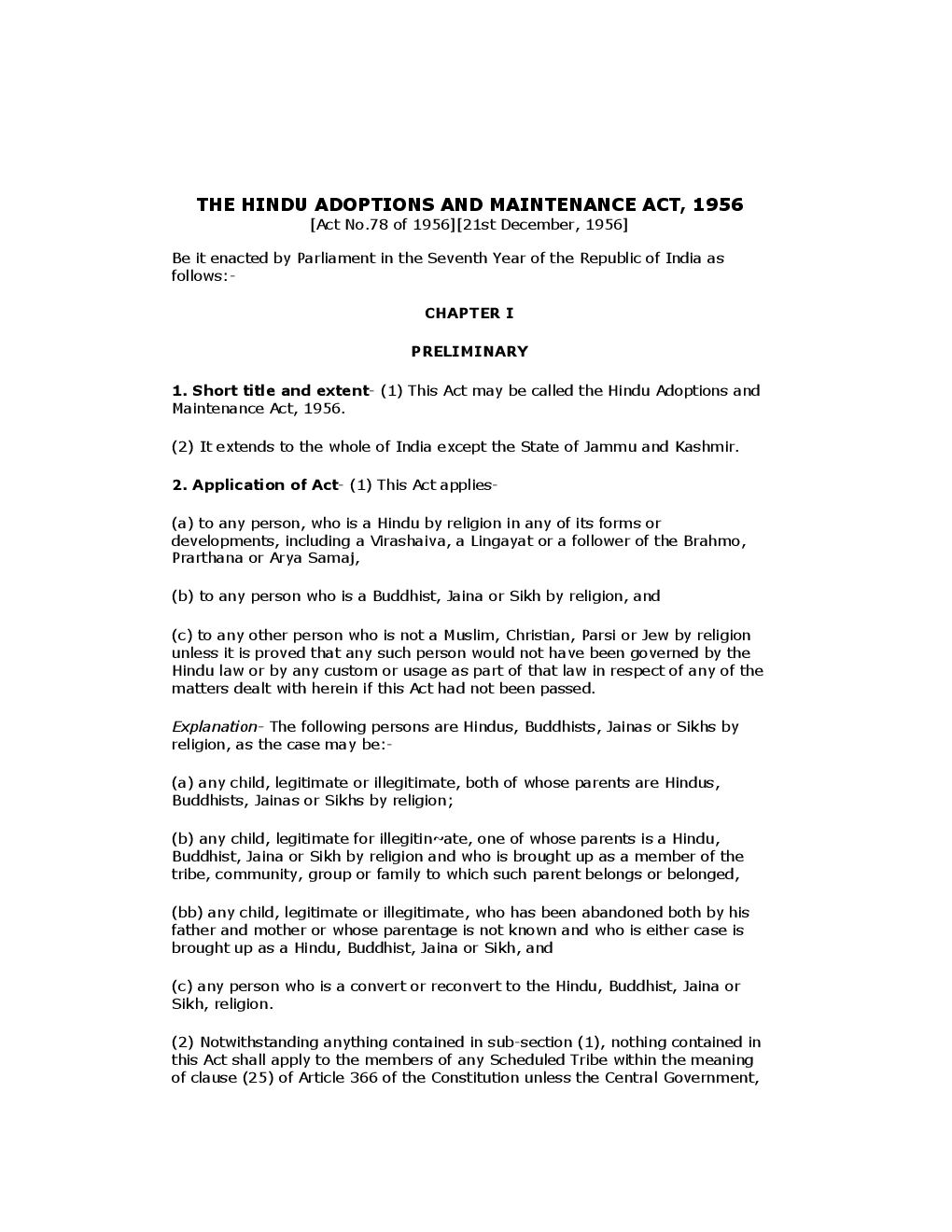 The Hindu Adoptions And Maintenance Act 1956 - Page 2