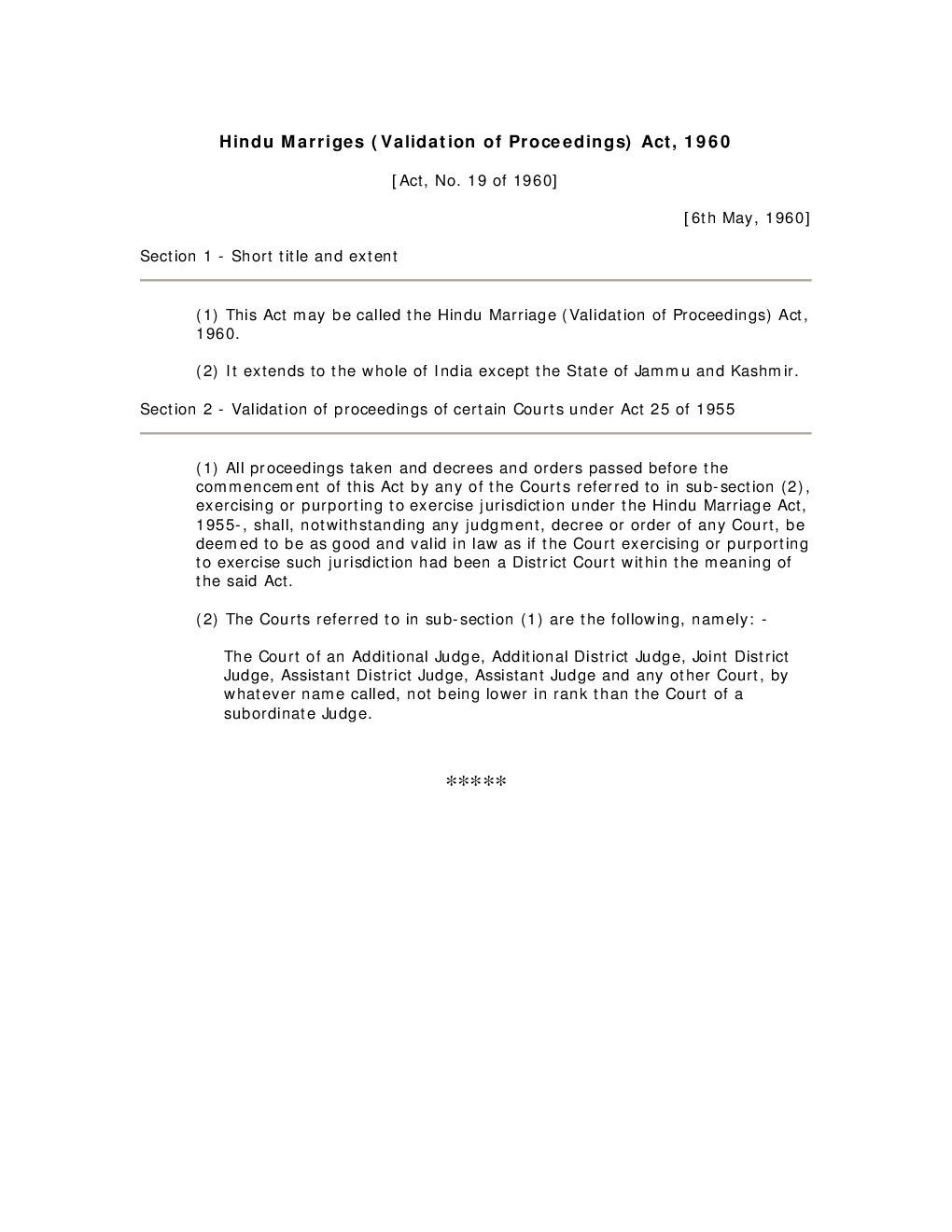 Hindu Marriges (Validation Of Proceedings) Act 1960 - Page 2