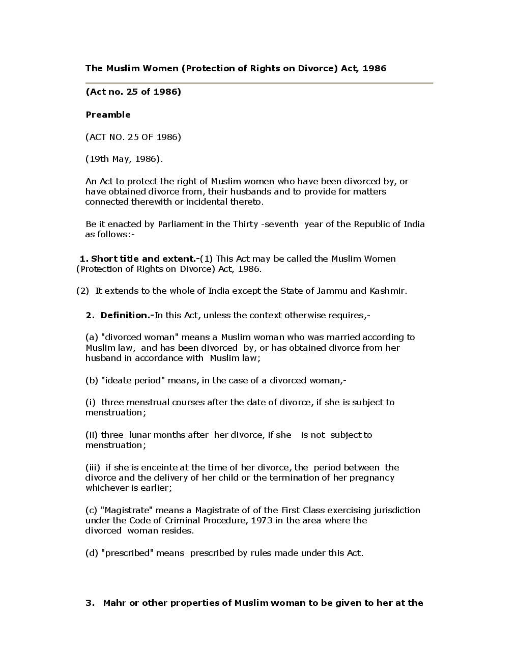 The Muslim Women (Protection Of Rights On Divorce) Act 1986 - Page 2