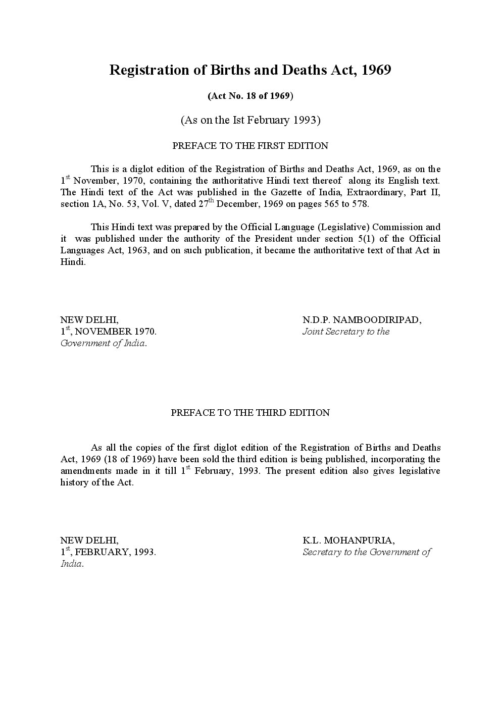 Registration of Births And Deaths Act 1969 - Page 2
