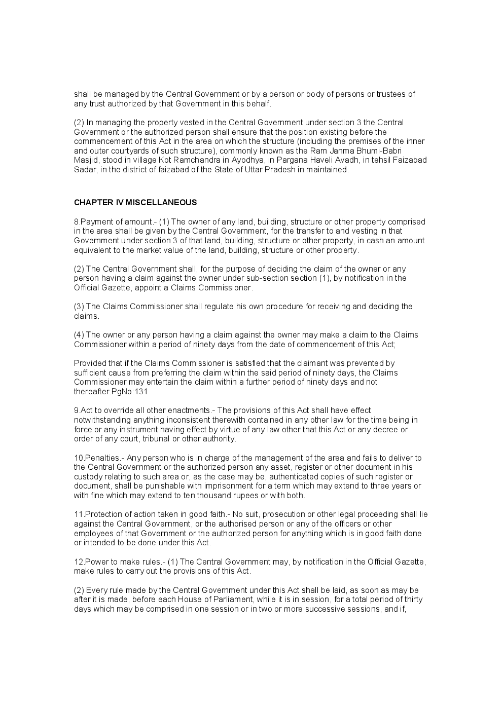 The Acquisition Of Certain Area At Ayodhya Act 1993  - Page 4