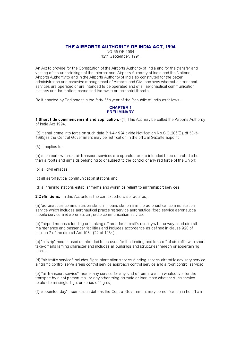 The Airports Authority Of India Act 1994 - Page 2