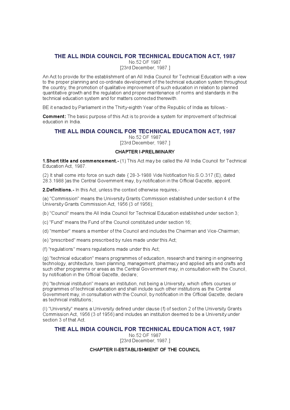 The All India Council For Technical Education Act 1987 - Page 2