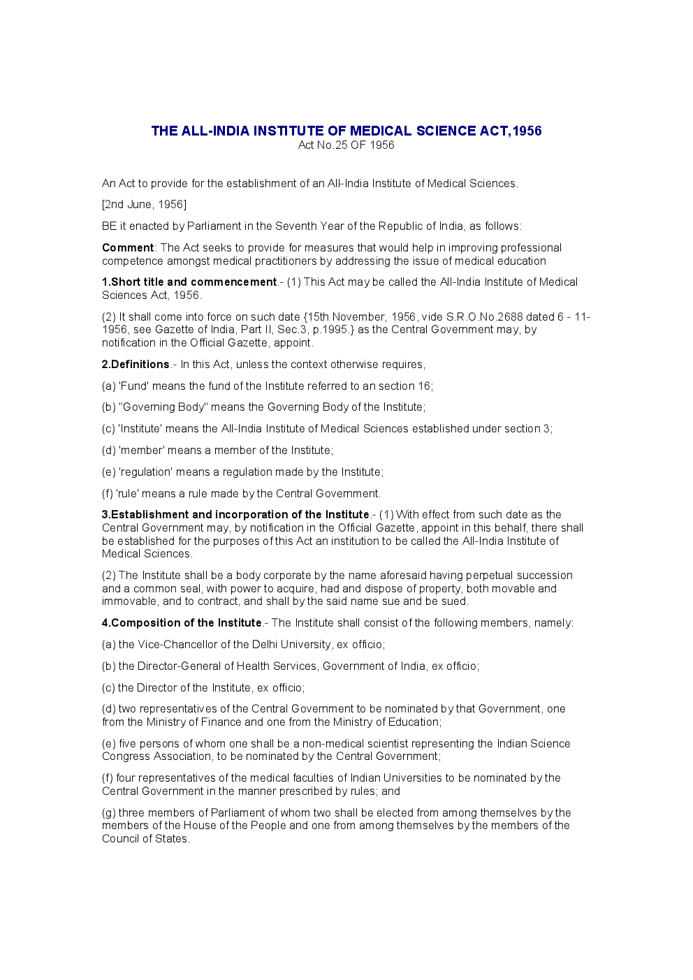 The All-India Institute Of Medical Science Act 1956 - Page 2