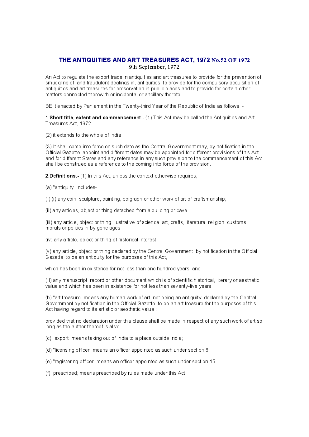 The Antiquities And Art Treasures Act 1972 - Page 2