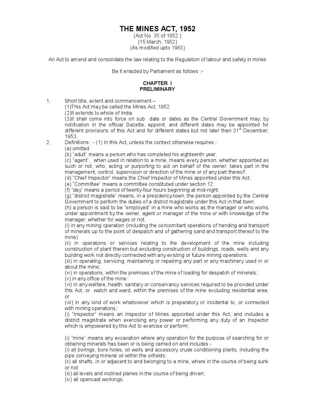 The Mines Act 1952 - Page 2