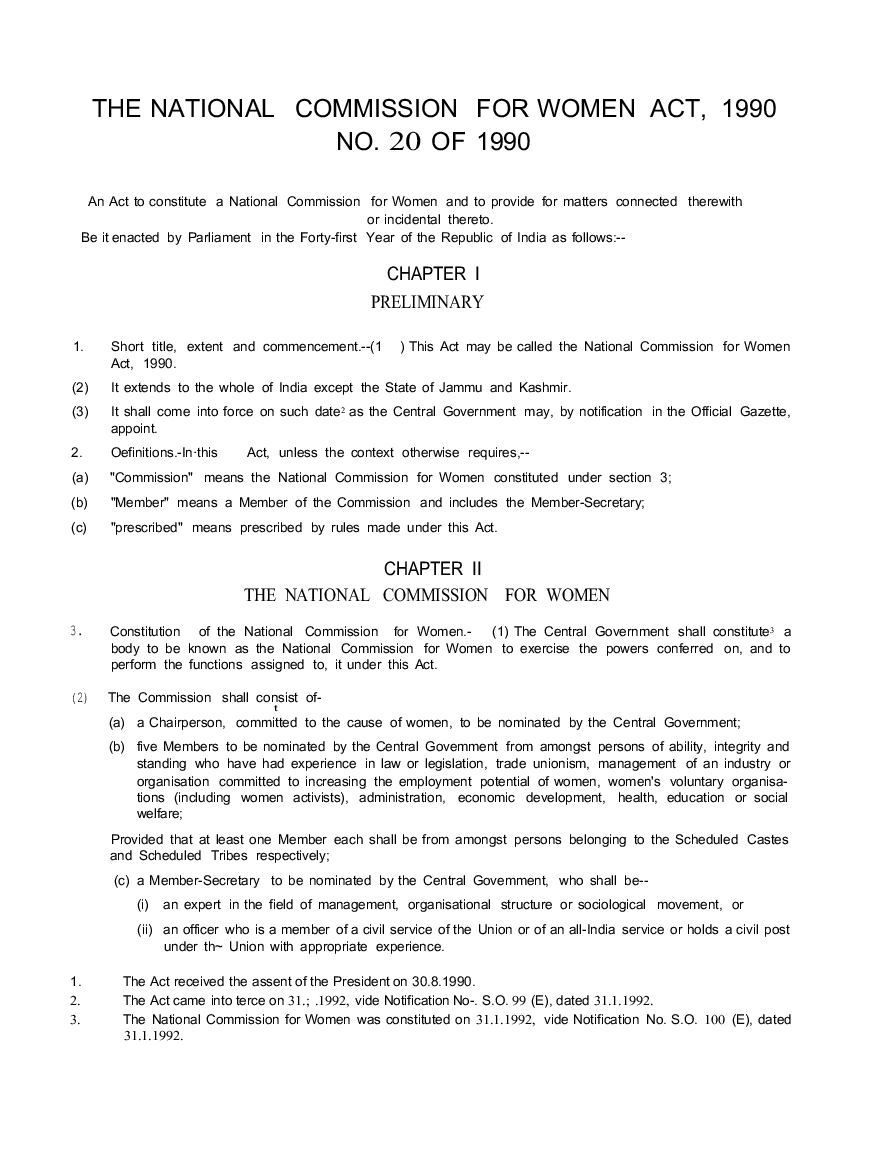 The National Commission For Women Act 1990 - Page 2