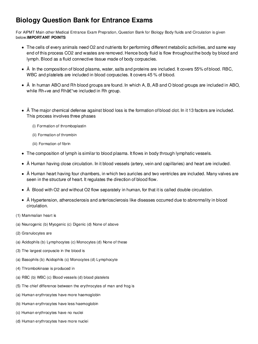 Body Fluids And Circulation - Page 2