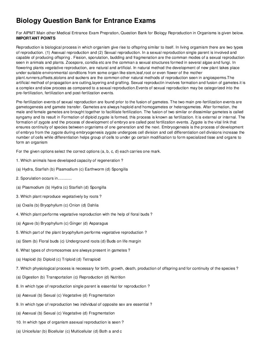 Reproduction In Organisms - Page 2