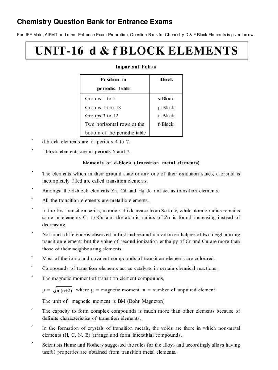 d And f-Block Elements - Page 2