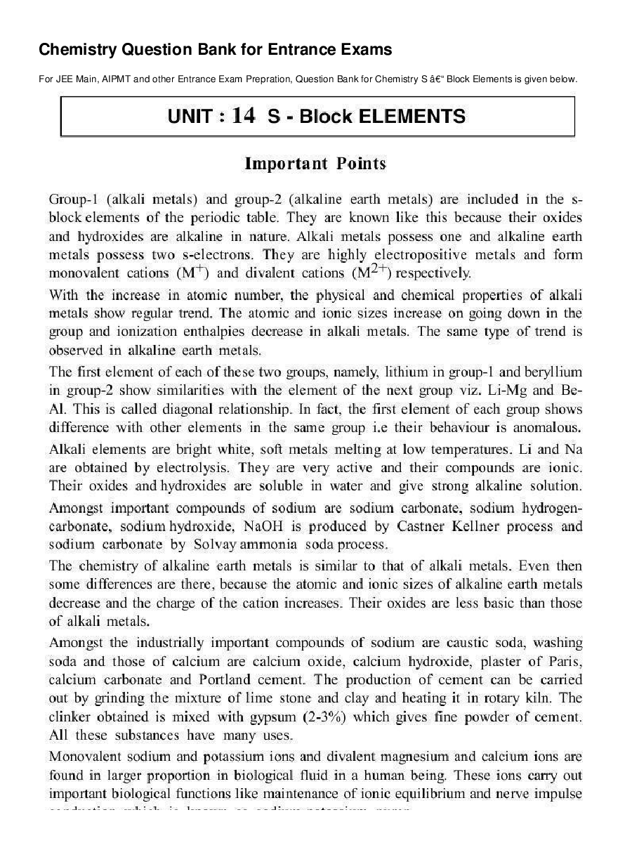 S-Block Elements - Page 2