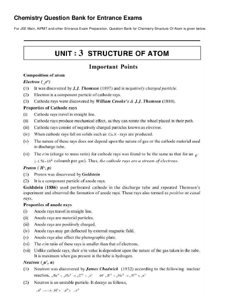 Structure Of Atom - Page 2
