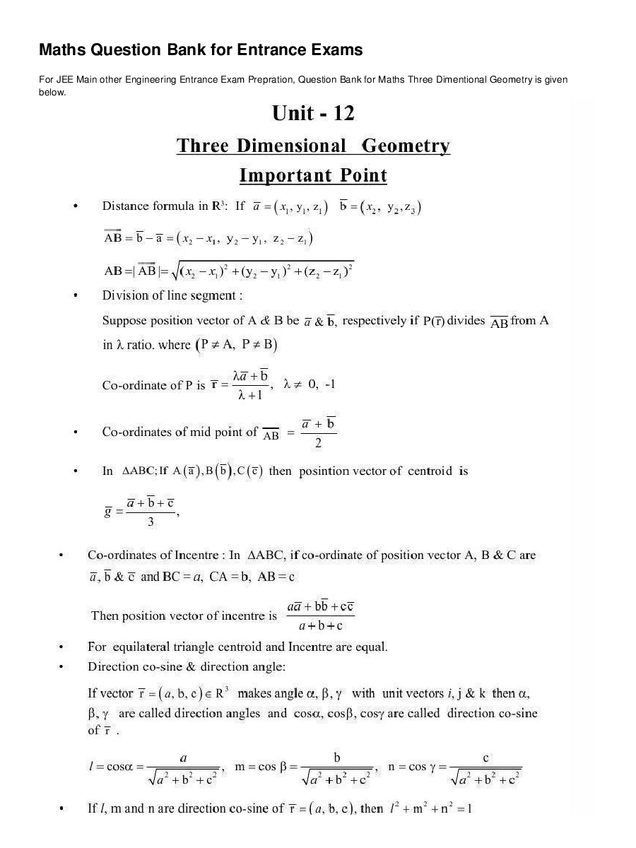 Three Dimensional Geometry - Page 2