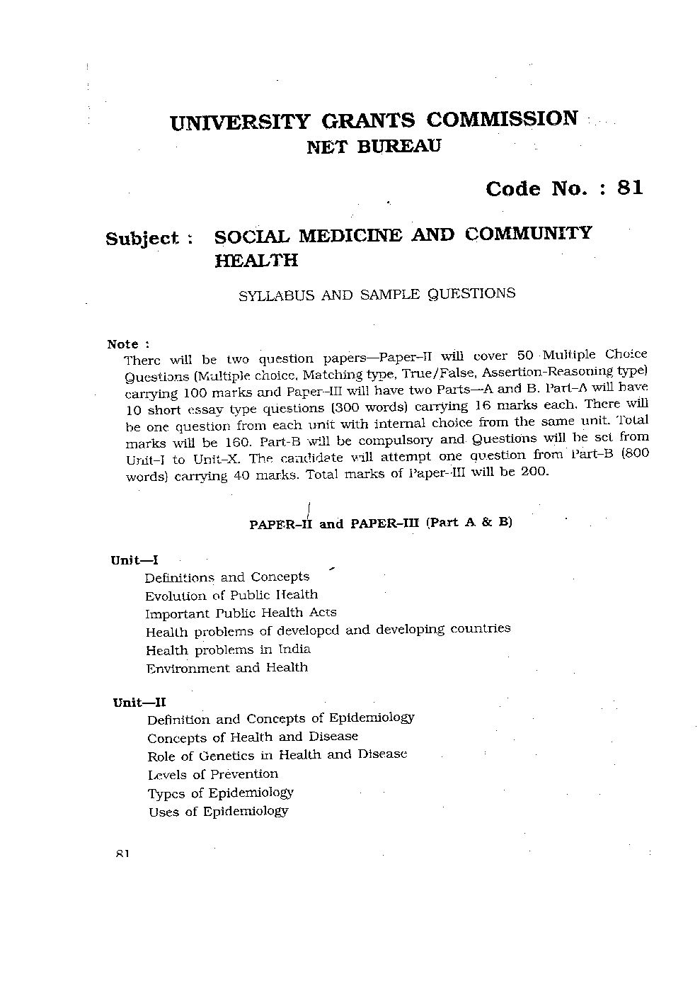 CBSE UGC NET Syllabus Social Medicine & Community Health 2016  - Page 2