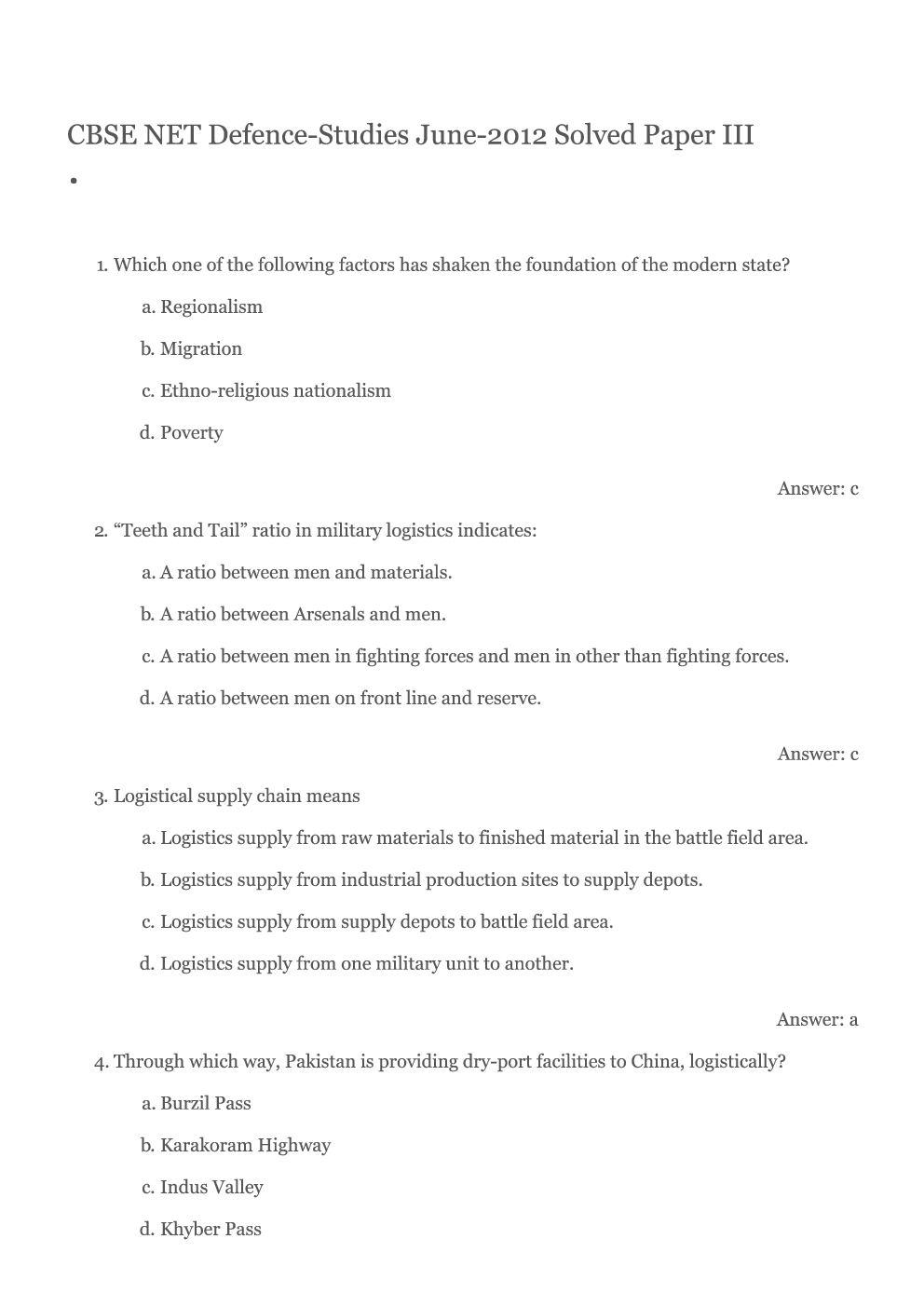CBSE UGC NET Previous Year 2012-14 Solved Question Papers Defence And Strategic Studies Paper-III (June-Dec) - Page 2